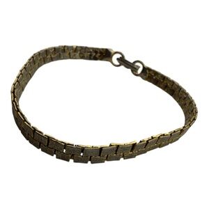 Vintage Two-Tone Metal Link Bracelet – Textured‎ Finish